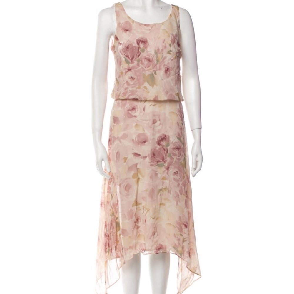 Pink floral silk Max Mara dress